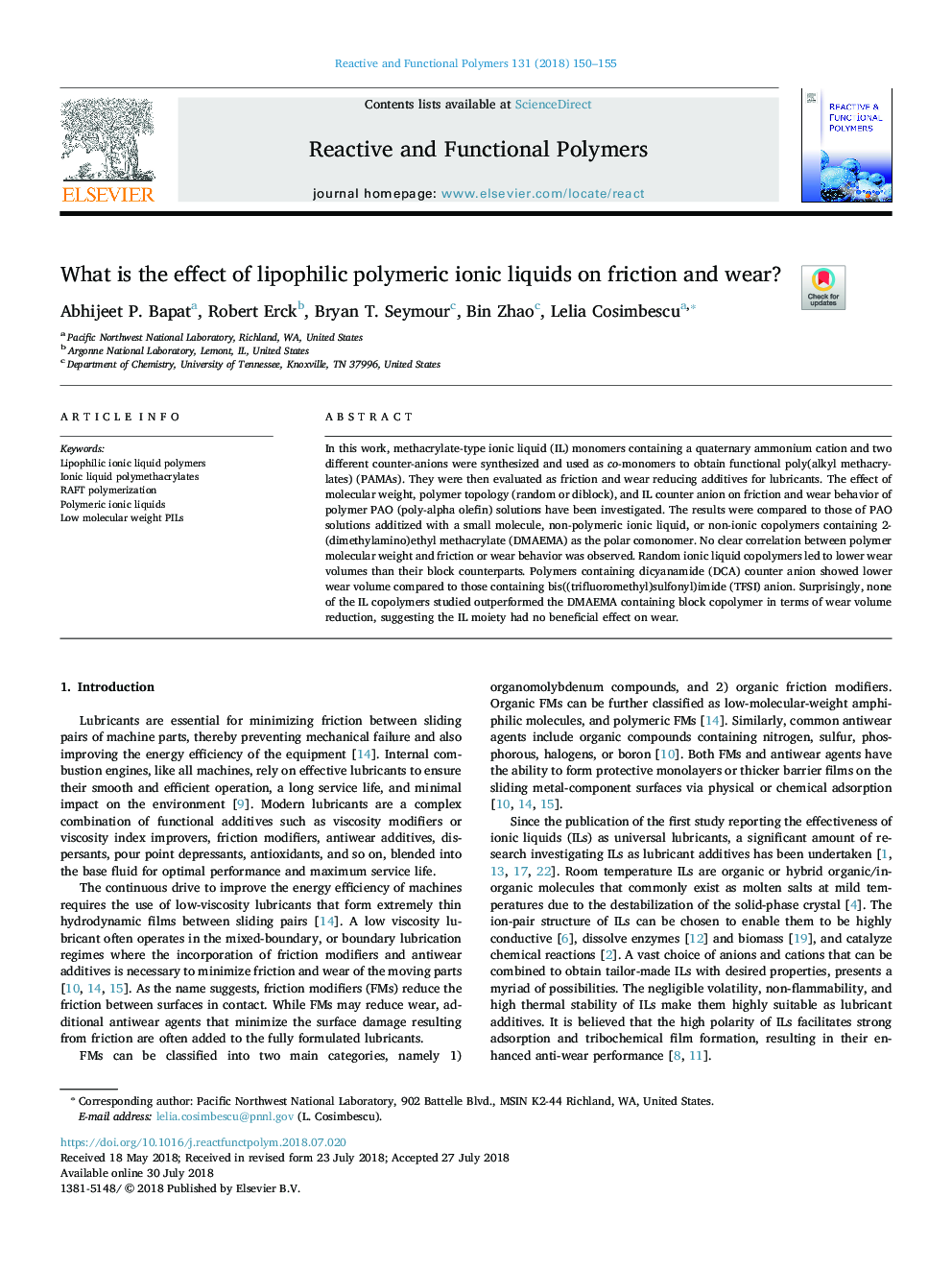 What is the effect of lipophilic polymeric ionic liquids on friction and wear?