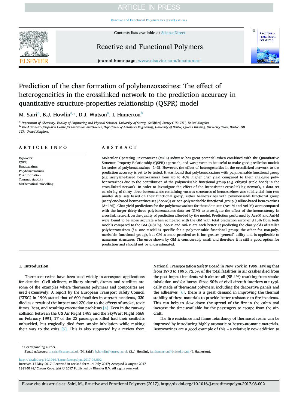 Prediction of the char formation of polybenzoxazines: The effect of heterogeneities in the crosslinked network to the prediction accuracy in quantitative structure-properties relationship (QSPR) model