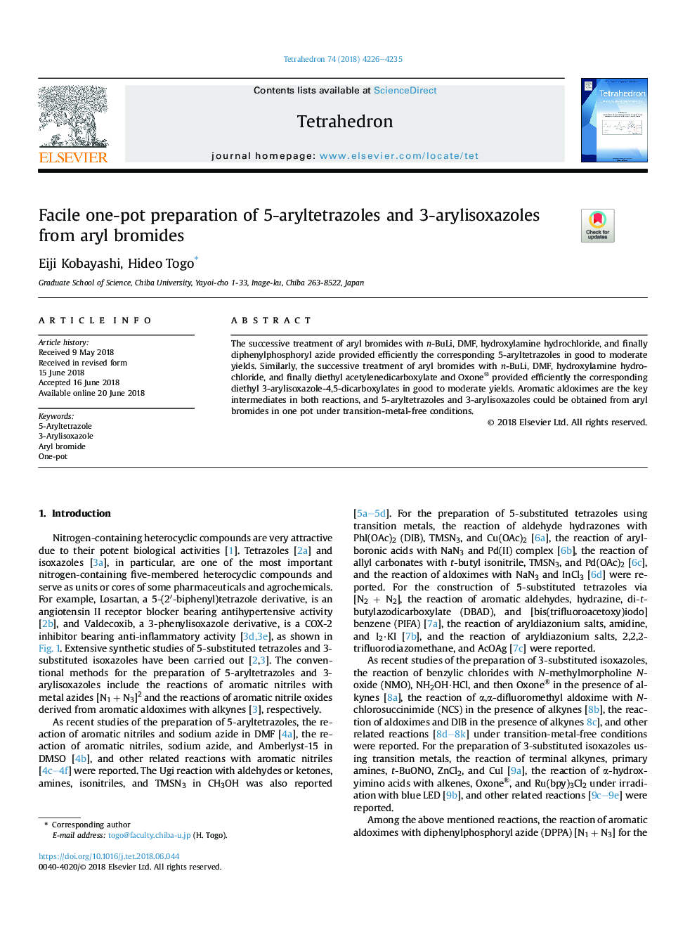 Facile one-pot preparation of 5-aryltetrazoles and 3-arylisoxazoles from aryl bromides