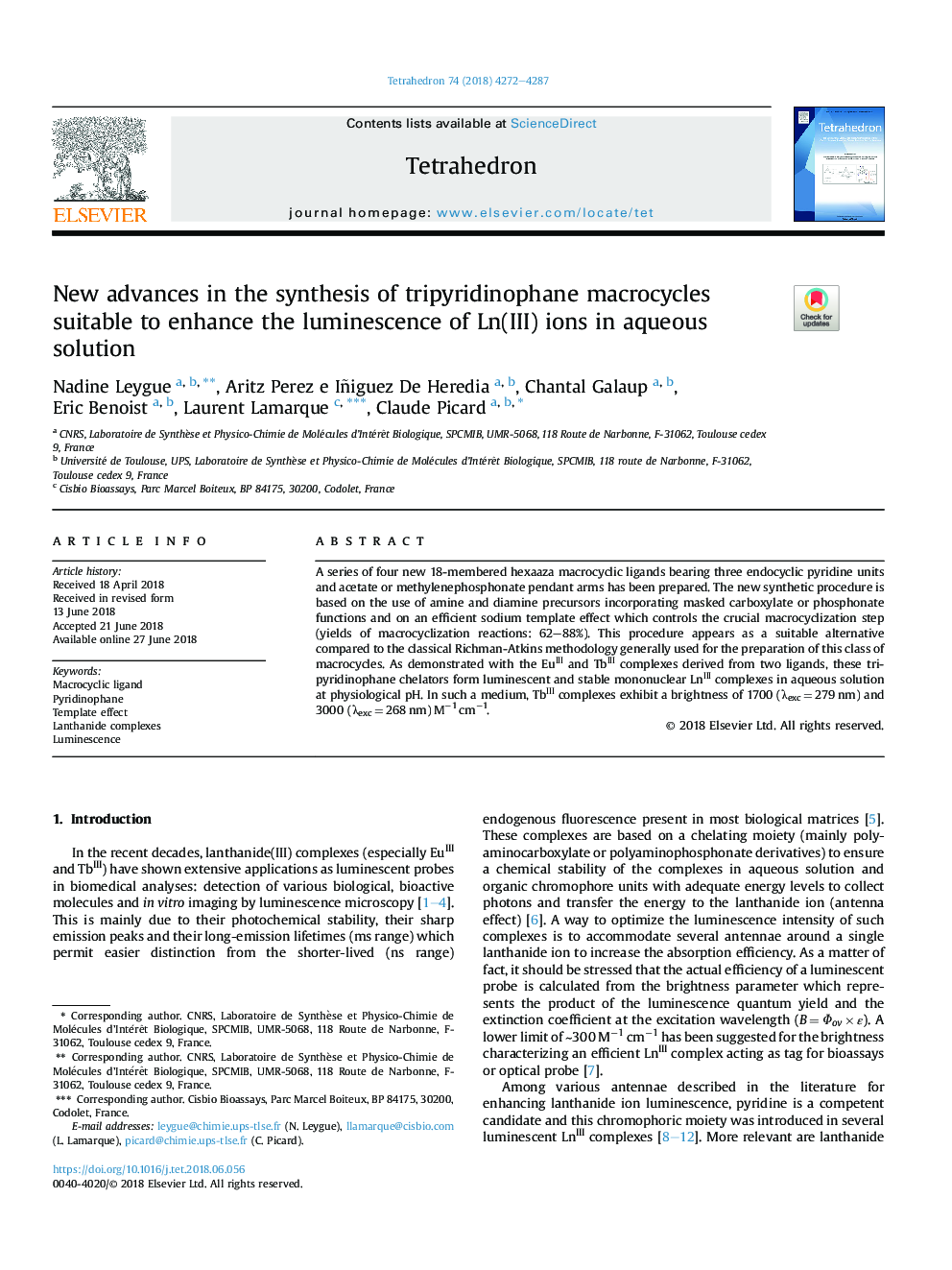 New advances in the synthesis of tripyridinophane macrocycles suitable to enhance the luminescence of Ln(III) ions in aqueous solution