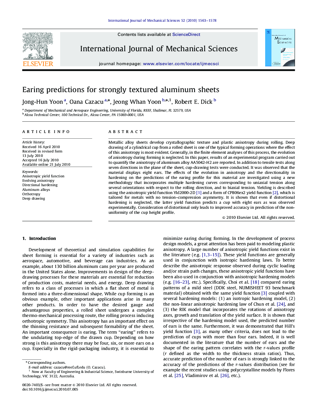 Earing predictions for strongly textured aluminum sheets