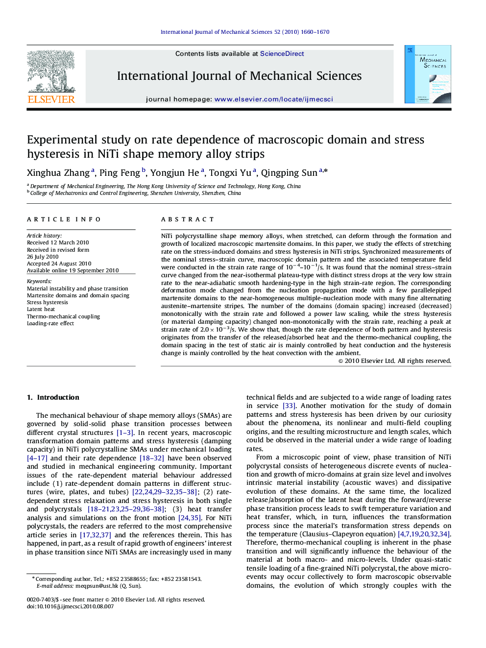 Experimental study on rate dependence of macroscopic domain and stress hysteresis in NiTi shape memory alloy strips