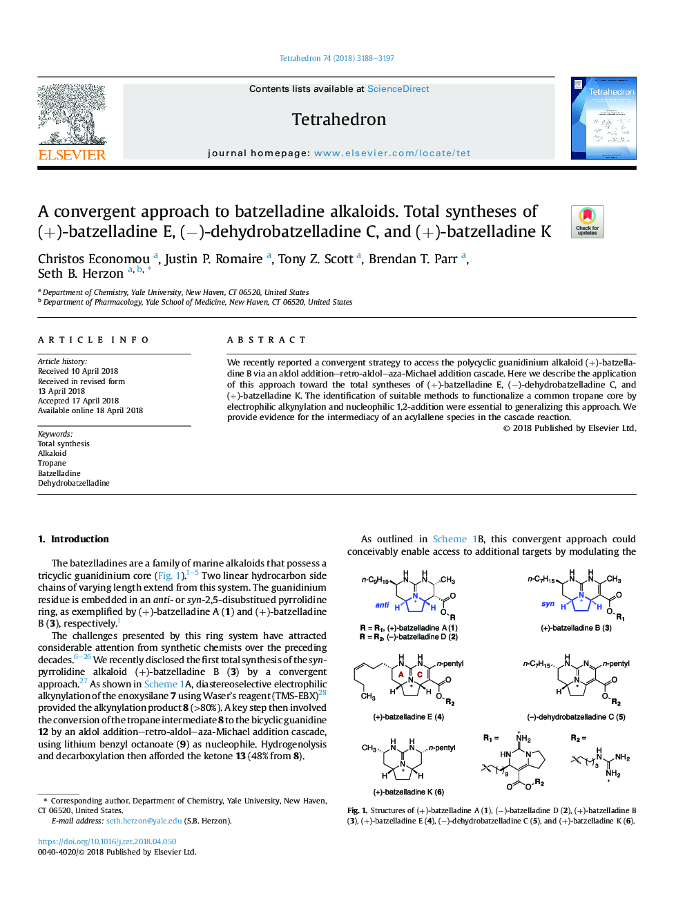 A convergent approach to batzelladine alkaloids. Total syntheses of (+)-batzelladine E, (â)-dehydrobatzelladine C, and (+)-batzelladine K