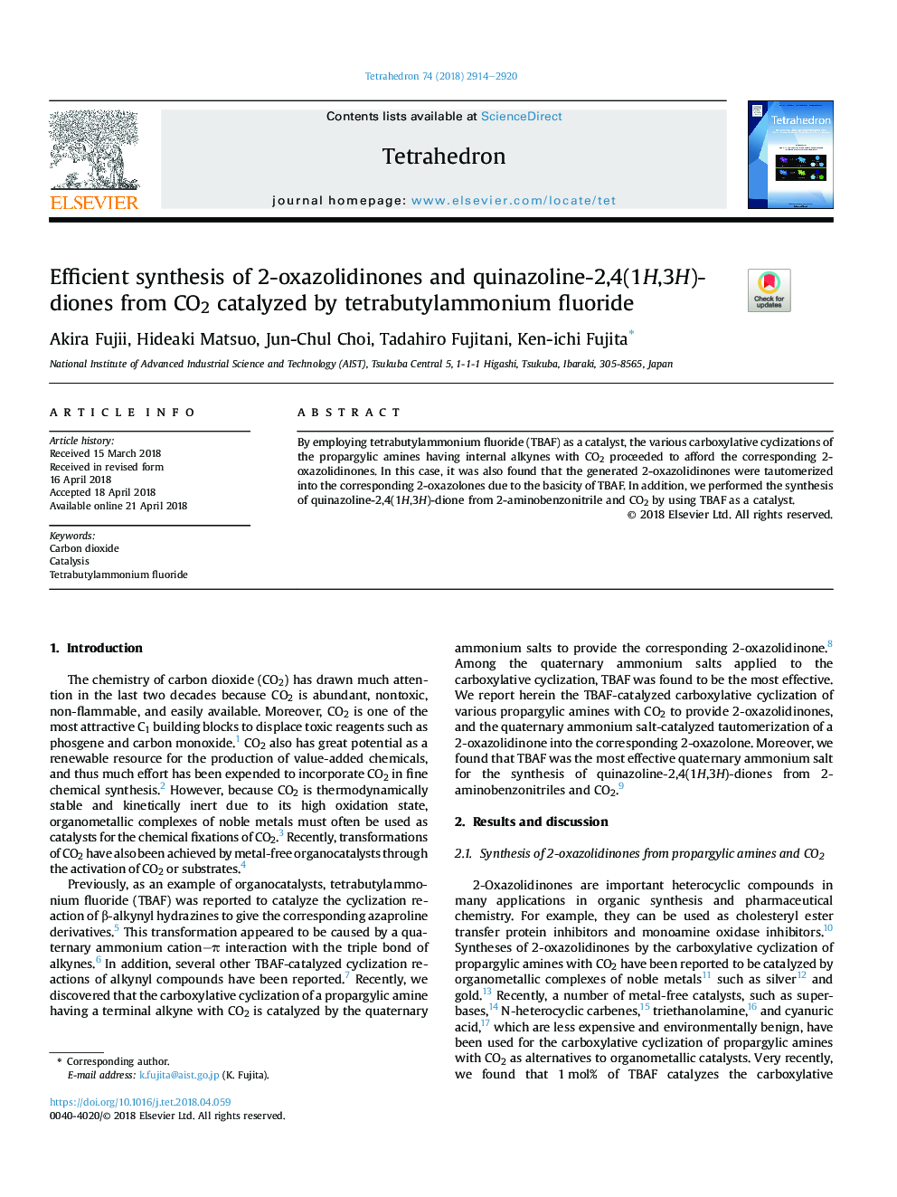 Efficient synthesis of 2-oxazolidinones and quinazoline-2,4(1H,3H)-diones from CO2 catalyzed by tetrabutylammonium fluoride