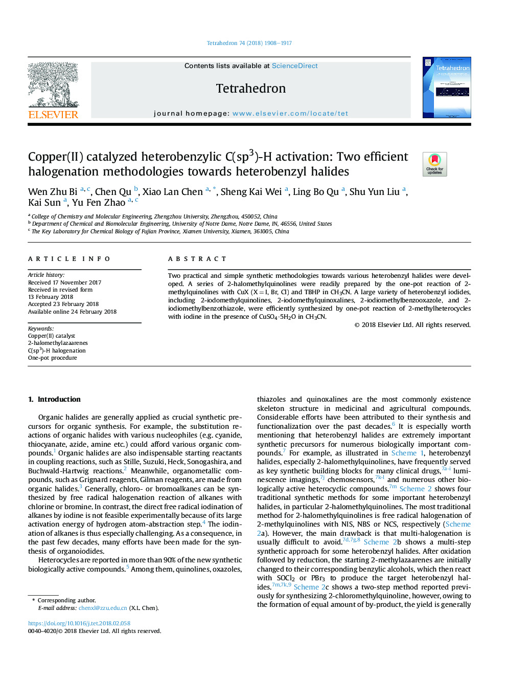 Copper(II) catalyzed heterobenzylic C(sp3)-H activation: Two efficient halogenation methodologies towards heterobenzyl halides