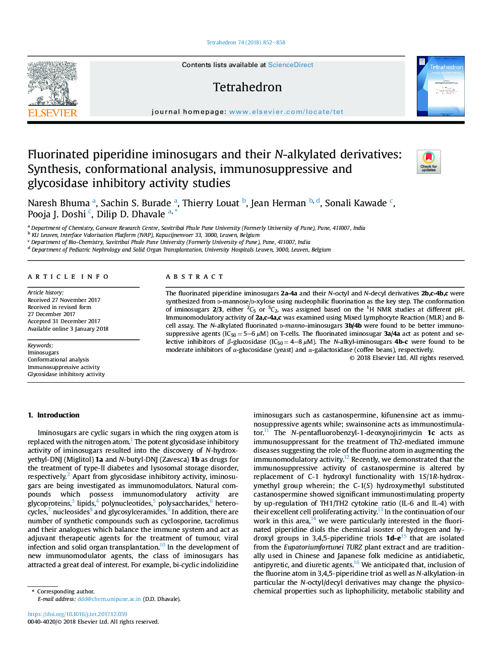 Fluorinated piperidine iminosugars and their N-alkylated derivatives: Synthesis, conformational analysis, immunosuppressive and glycosidase inhibitory activity studies