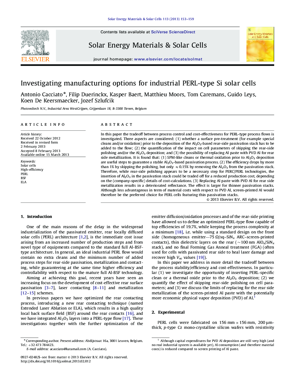 Investigating manufacturing options for industrial PERL-type Si solar cells