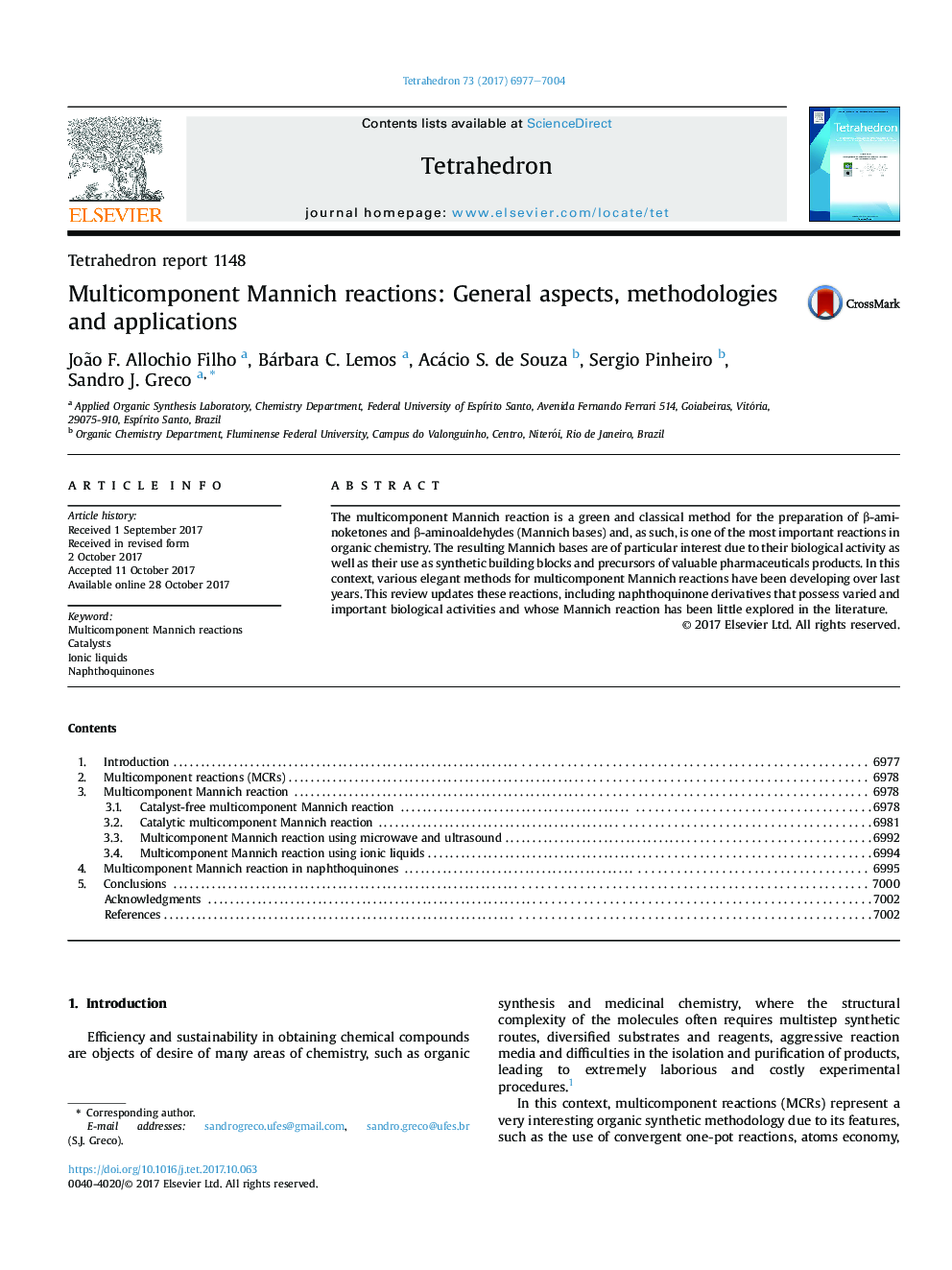 Multicomponent Mannich reactions: General aspects, methodologies and applications