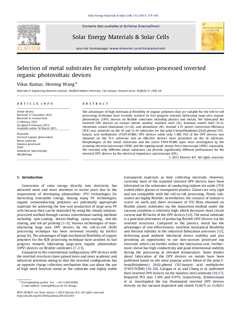 Selection of metal substrates for completely solution-processed inverted organic photovoltaic devices