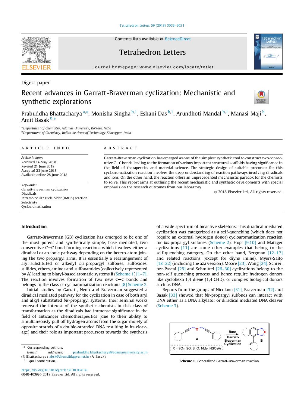 Recent advances in Garratt-Braverman cyclization: Mechanistic and synthetic explorations