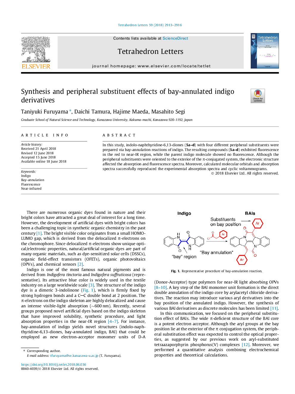 Synthesis and peripheral substituent effects of bay-annulated indigo derivatives