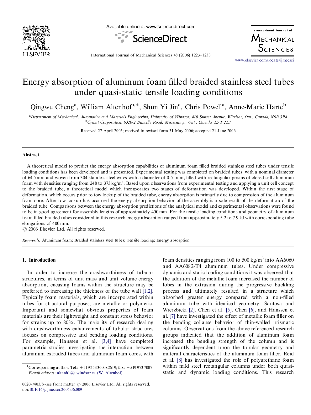 Energy absorption of aluminum foam filled braided stainless steel tubes under quasi-static tensile loading conditions