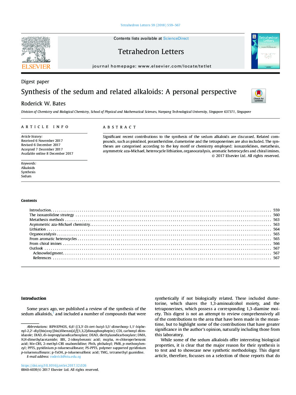 Synthesis of the sedum and related alkaloids: A personal perspective