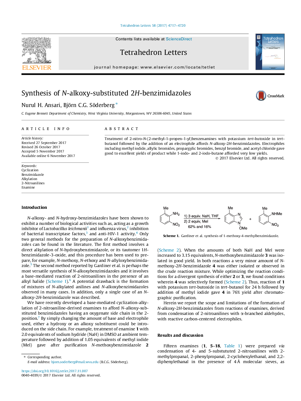 Synthesis of N-alkoxy-substituted 2H-benzimidazoles