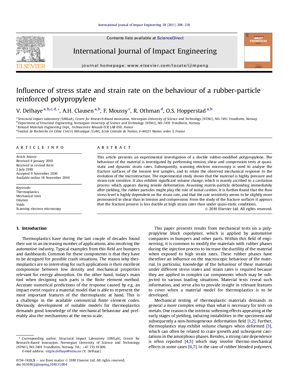 Influence of stress state and strain rate on the behaviour of a rubber-particle reinforced polypropylene