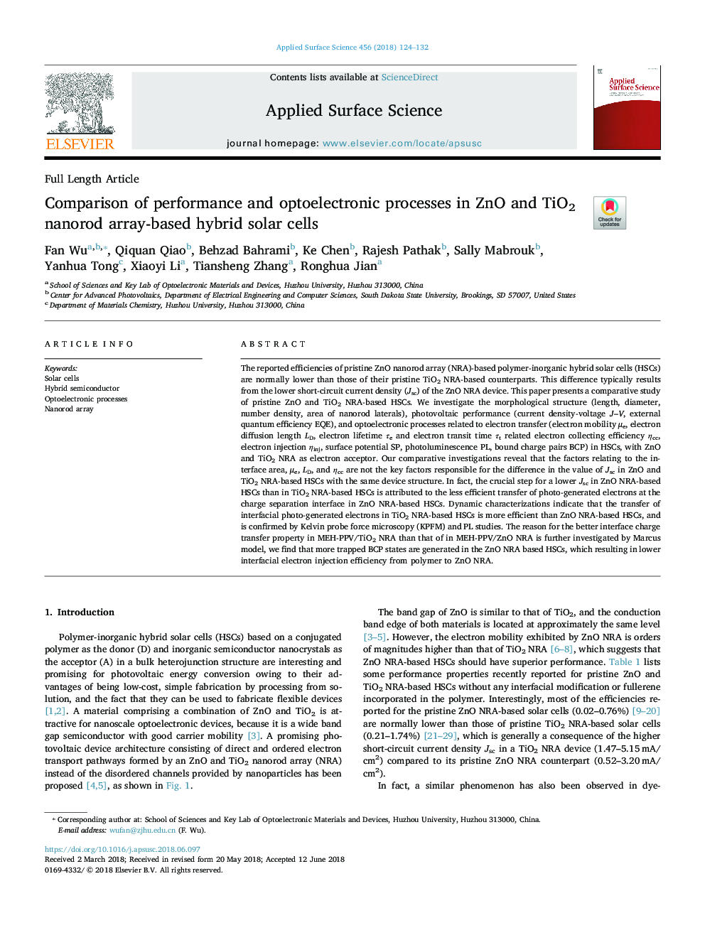 Comparison of performance and optoelectronic processes in ZnO and TiO2 nanorod array-based hybrid solar cells