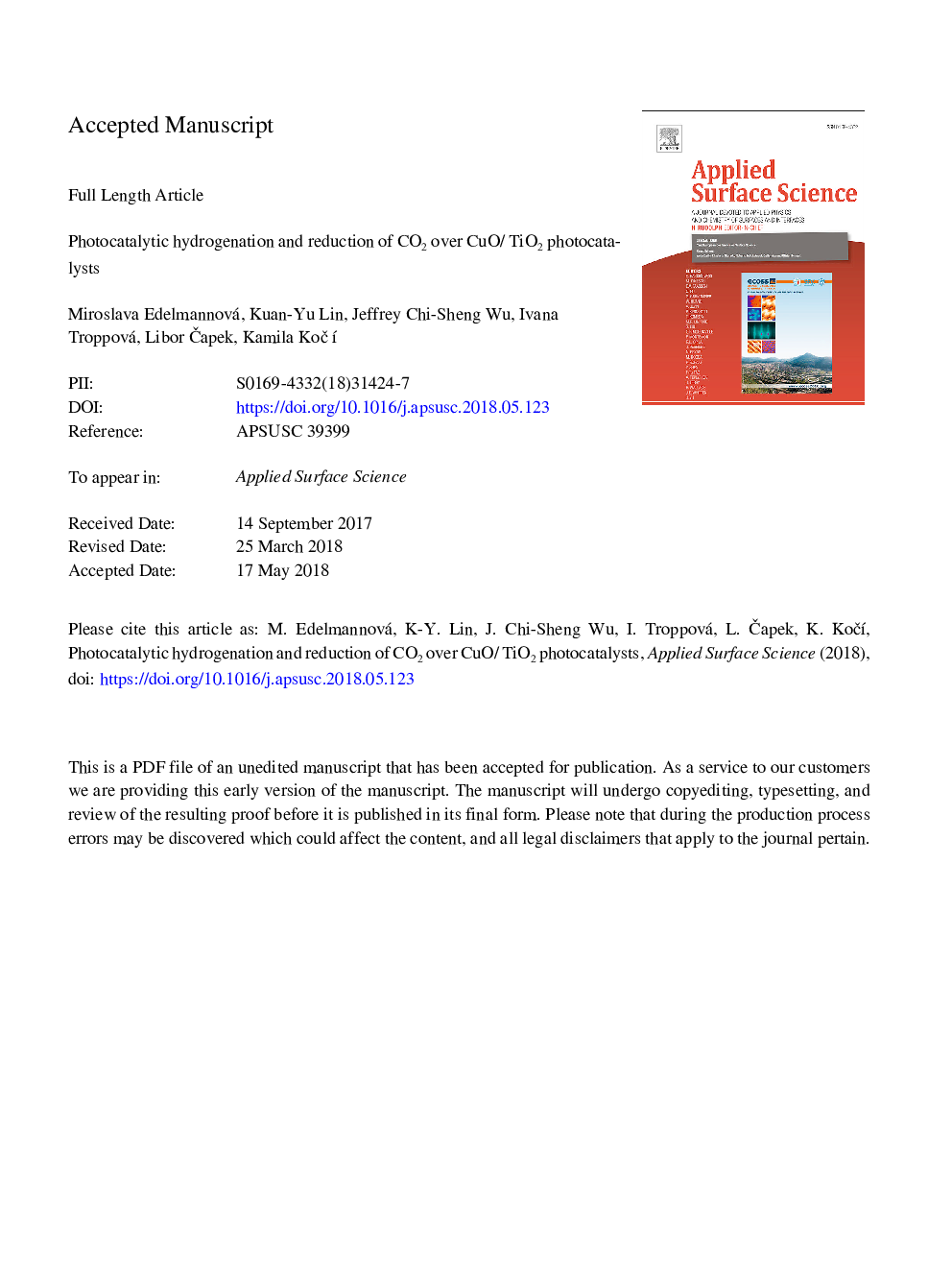 Photocatalytic hydrogenation and reduction of CO2 over CuO/ TiO2 photocatalysts