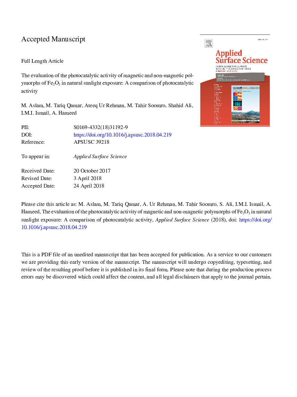 The evaluation of the photocatalytic activity of magnetic and non-magnetic polymorphs of Fe2O3 in natural sunlight exposure: A comparison of photocatalytic activity