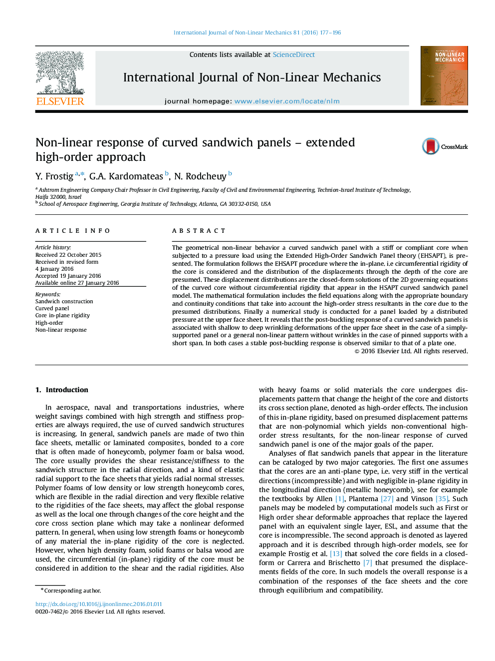 Non-linear response of curved sandwich panels – extended high-order approach