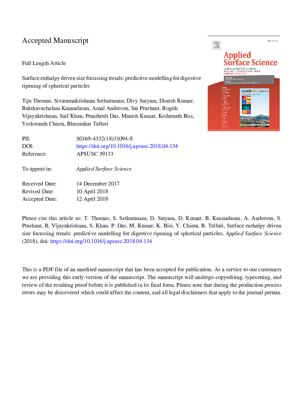 Surface enthalpy driven size focussing trends: Predictive modelling for digestive ripening of spherical particles