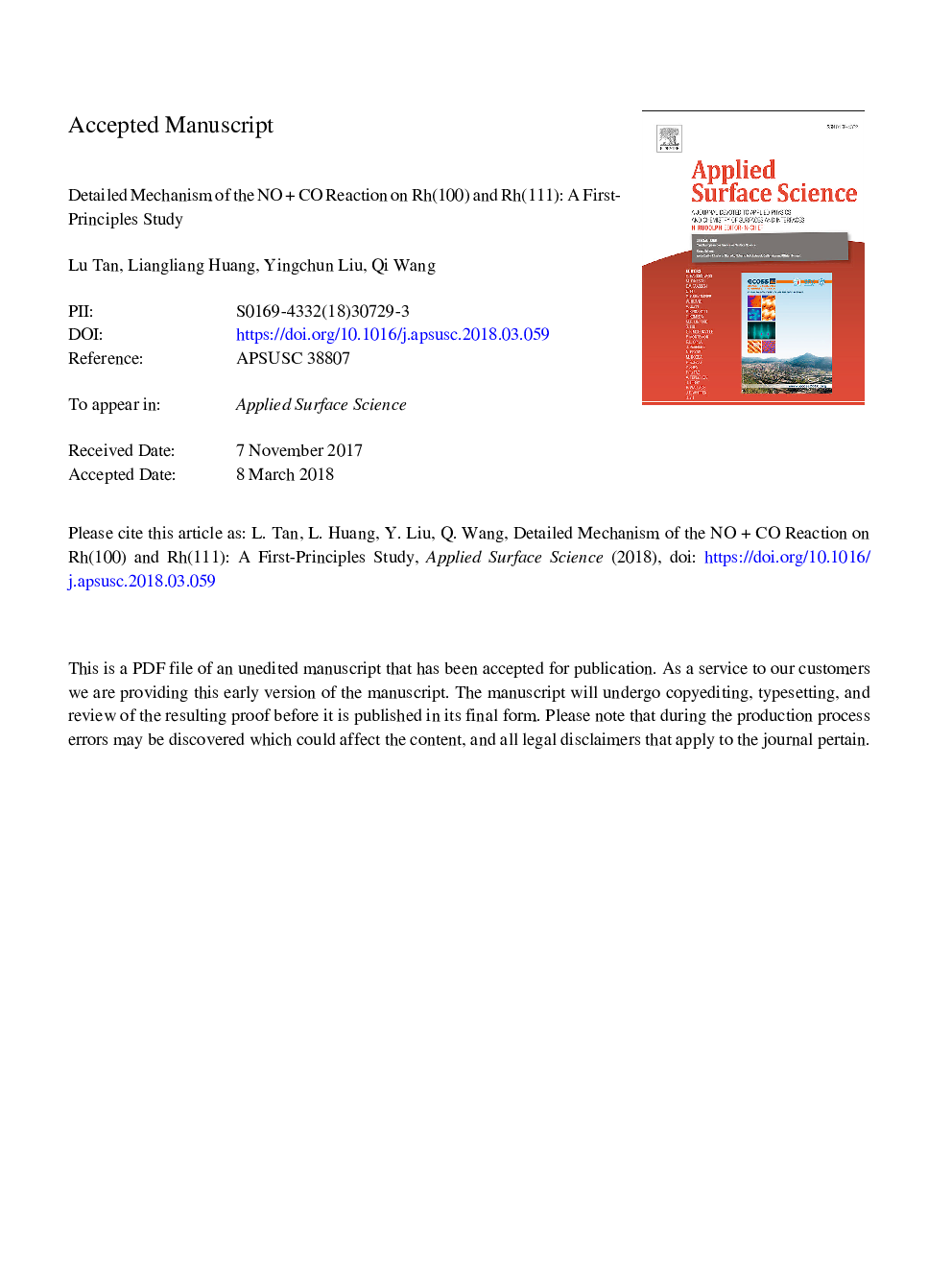 Detailed mechanism of the NOâ¯+â¯CO reaction on Rh(1Â 0Â 0) and Rh(1Â 1Â 1): A first-principles study