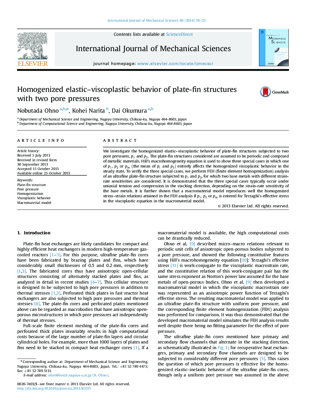 Homogenized elastic–viscoplastic behavior of plate-fin structures with two pore pressures