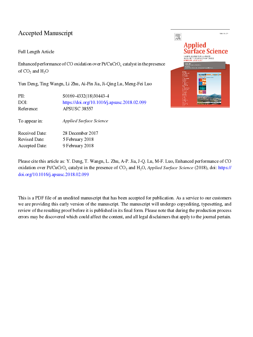 Enhanced performance of CO oxidation over Pt/CuCrOx catalyst in the presence of CO2 and H2O