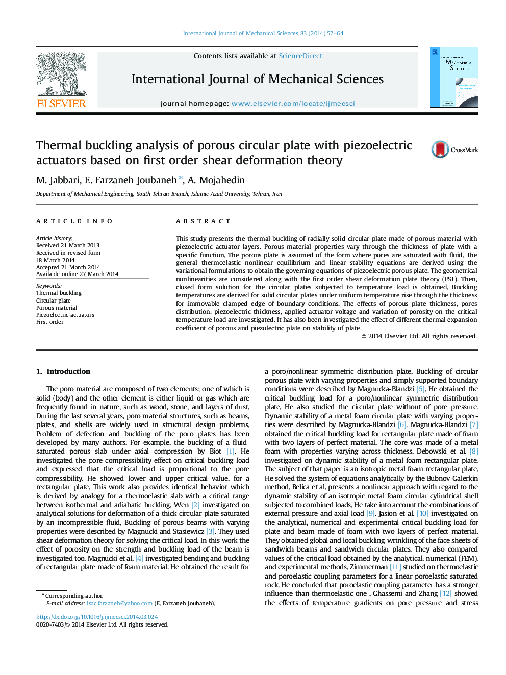 Thermal buckling analysis of porous circular plate with piezoelectric actuators based on first order shear deformation theory