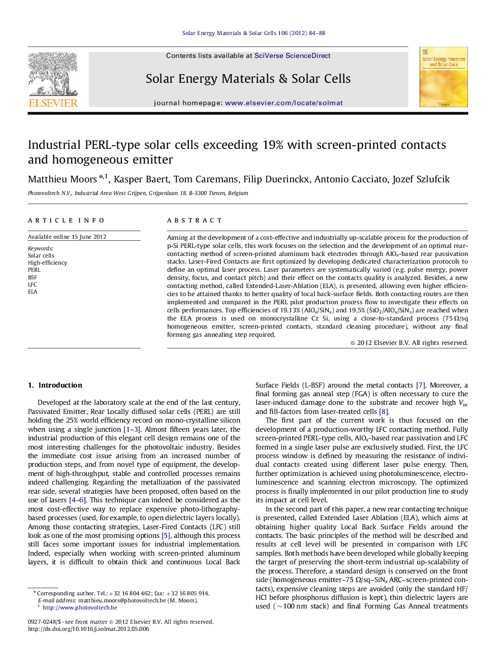 Industrial PERL-type solar cells exceeding 19% with screen-printed contacts and homogeneous emitter