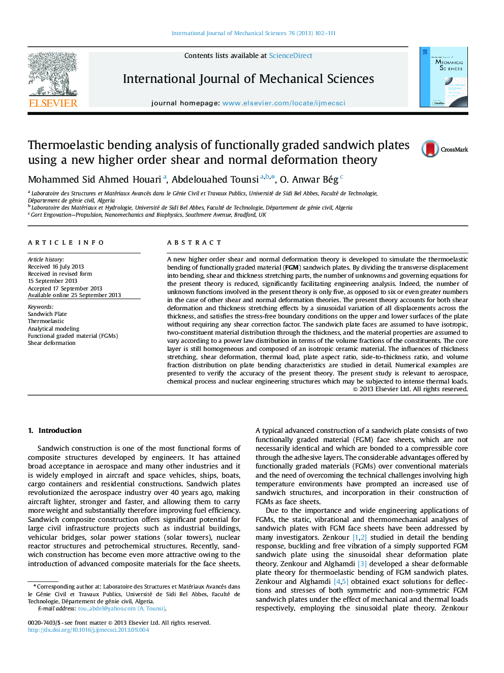 Thermoelastic bending analysis of functionally graded sandwich plates using a new higher order shear and normal deformation theory