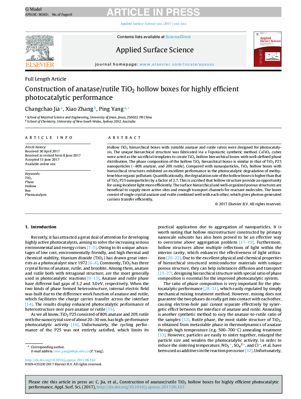 Construction of anatase/rutile TiO2 hollow boxes for highly efficient photocatalytic performance