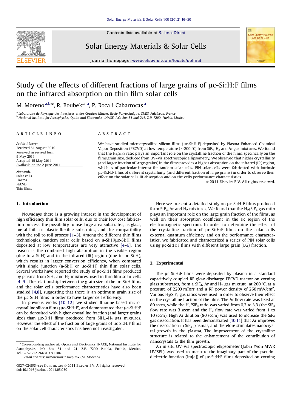 Study of the effects of different fractions of large grains of μc-Si:H:F films on the infrared absorption on thin film solar cells