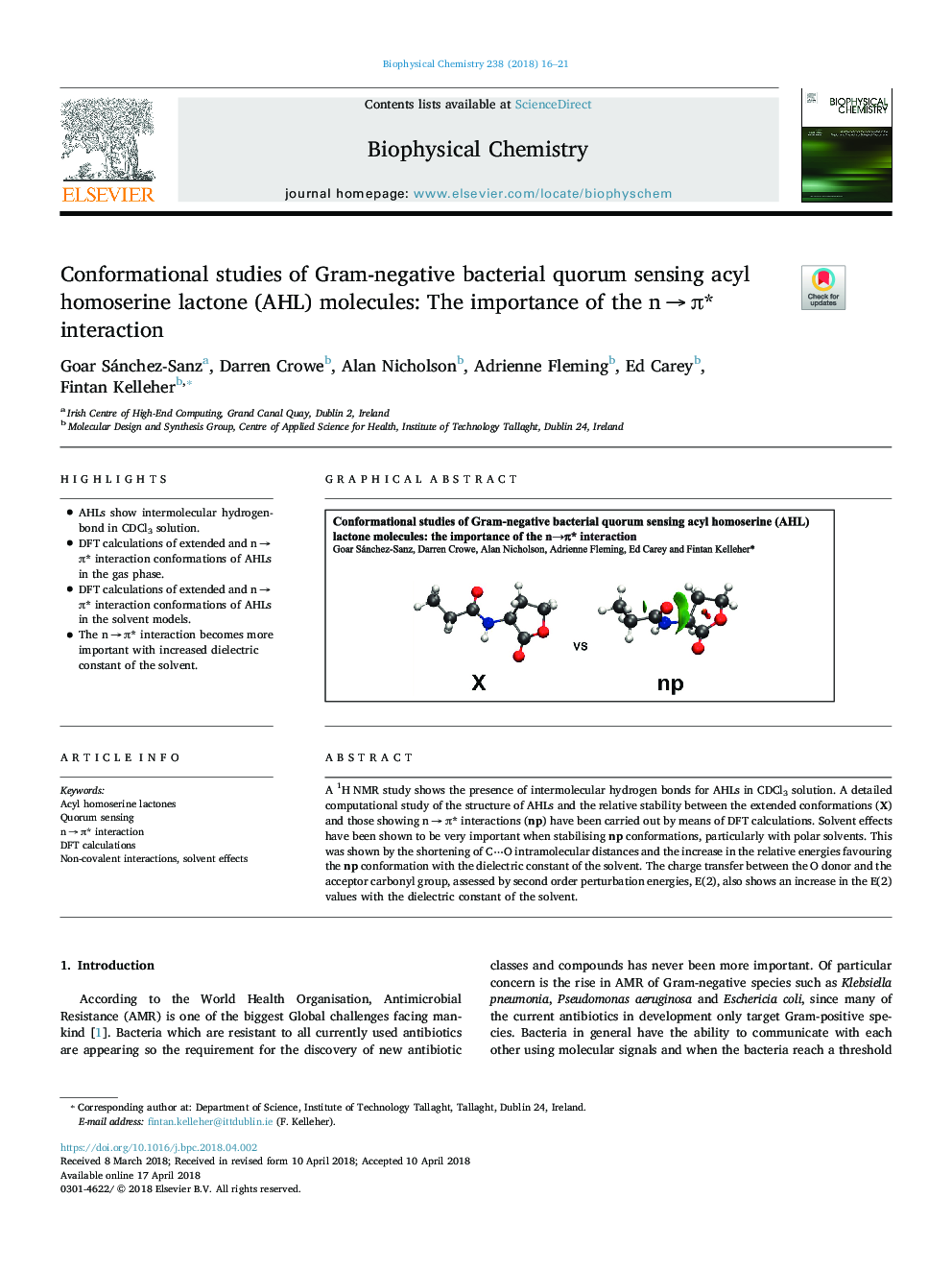 Conformational studies of Gram-negative bacterial quorum sensing acyl homoserine lactone (AHL) molecules: The importance of the nâ¯ââ¯Ï* interaction