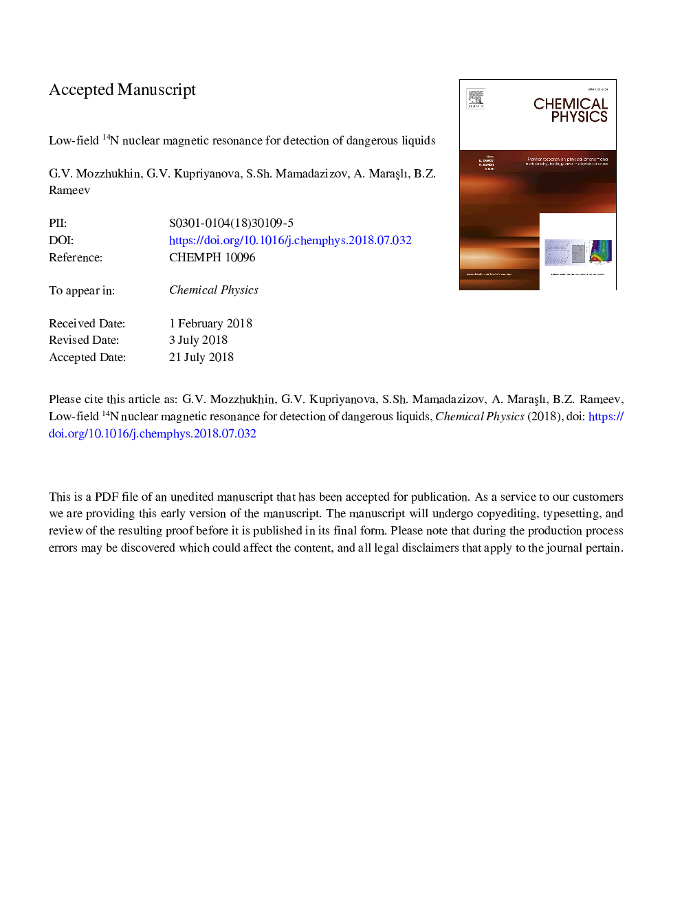 Low-field 14N nuclear magnetic resonance for detection of dangerous liquids