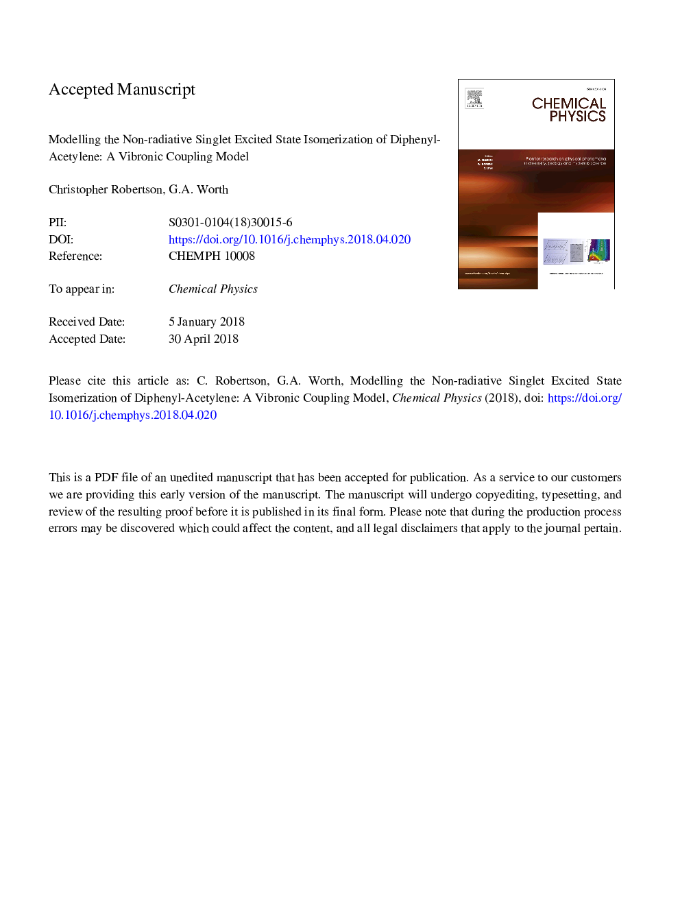 Modelling the non-radiative singlet excited state isomerization of diphenyl-acetylene: A vibronic coupling model