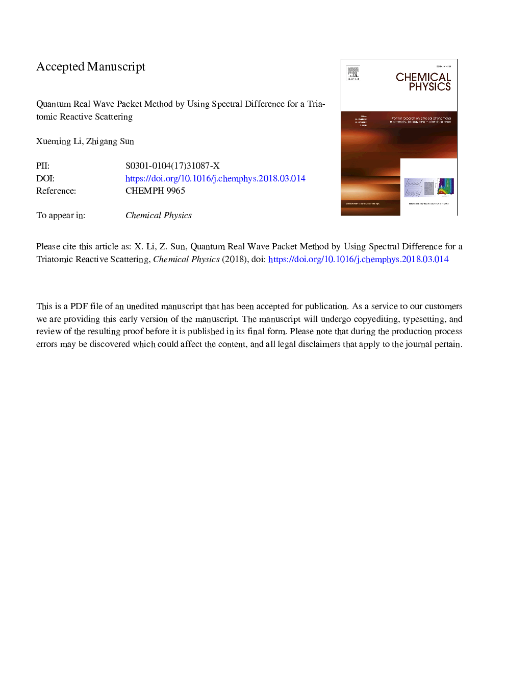 Quantum real wave packet method by using spectral difference for a triatomic reactive scattering