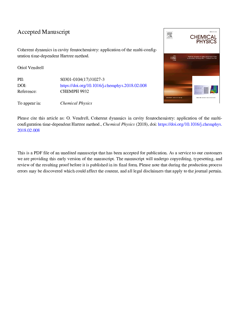 Coherent dynamics in cavity femtochemistry: Application of the multi-configuration time-dependent Hartree method