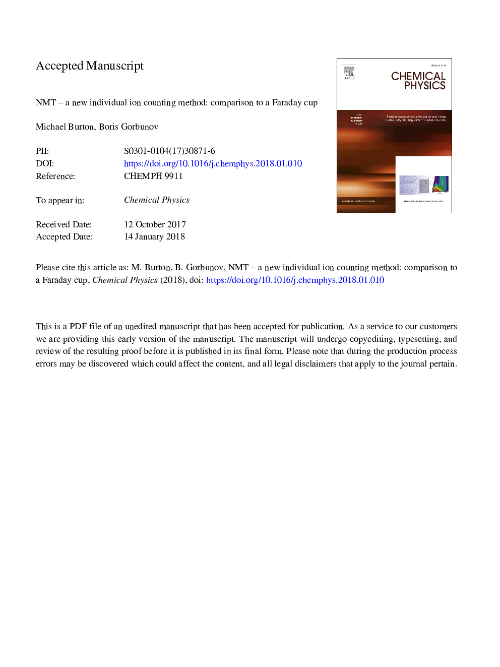 NMT - A new individual ion counting method: Comparison to a Faraday cup