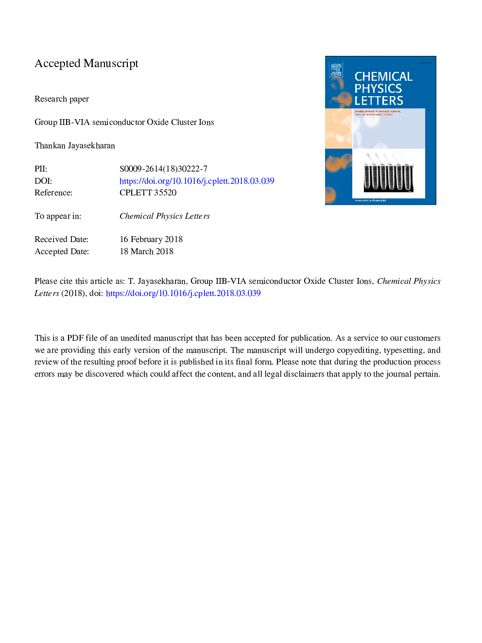 Group IIB-VIA semiconductor oxide cluster ions