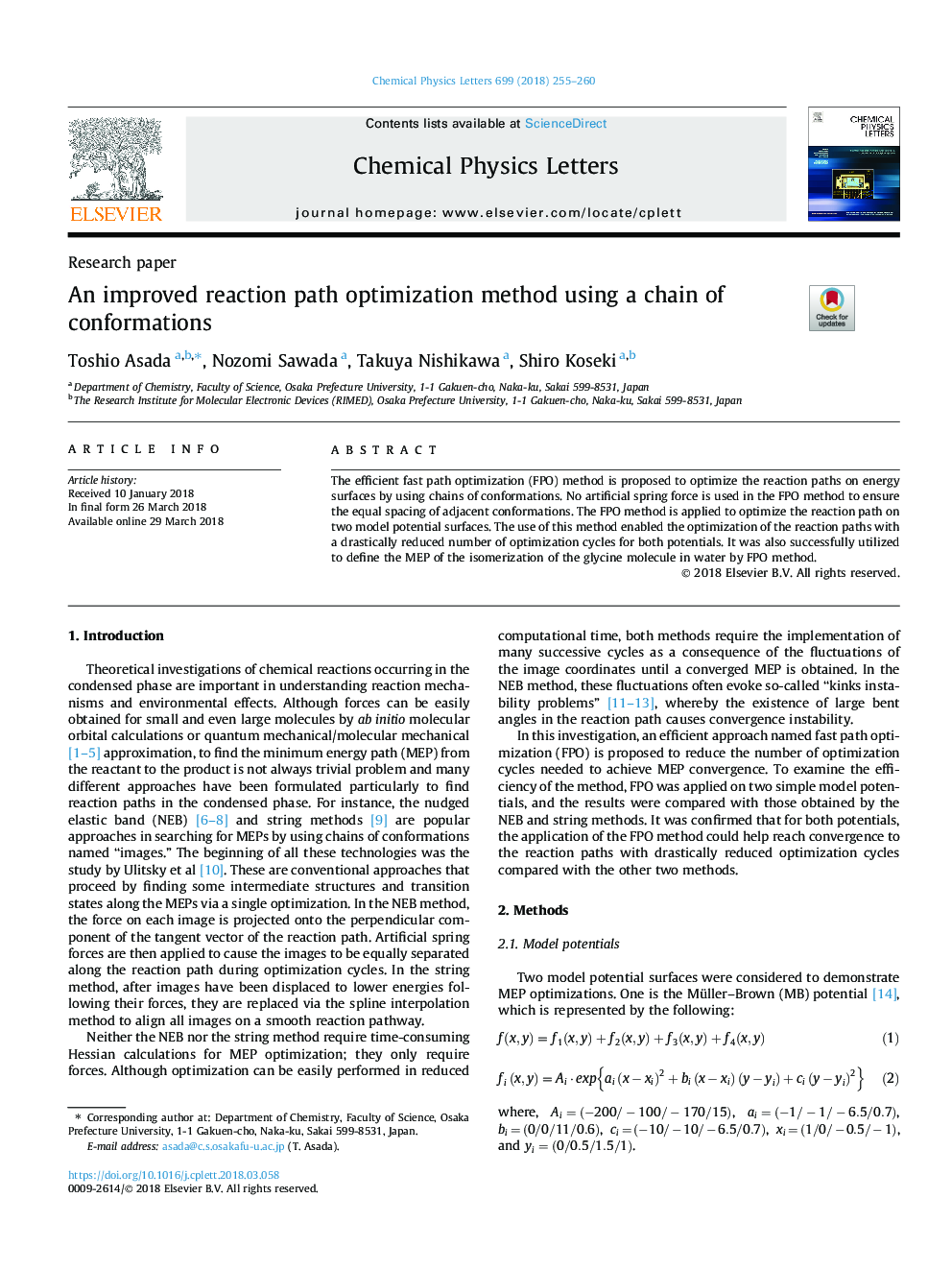 An improved reaction path optimization method using a chain of conformations