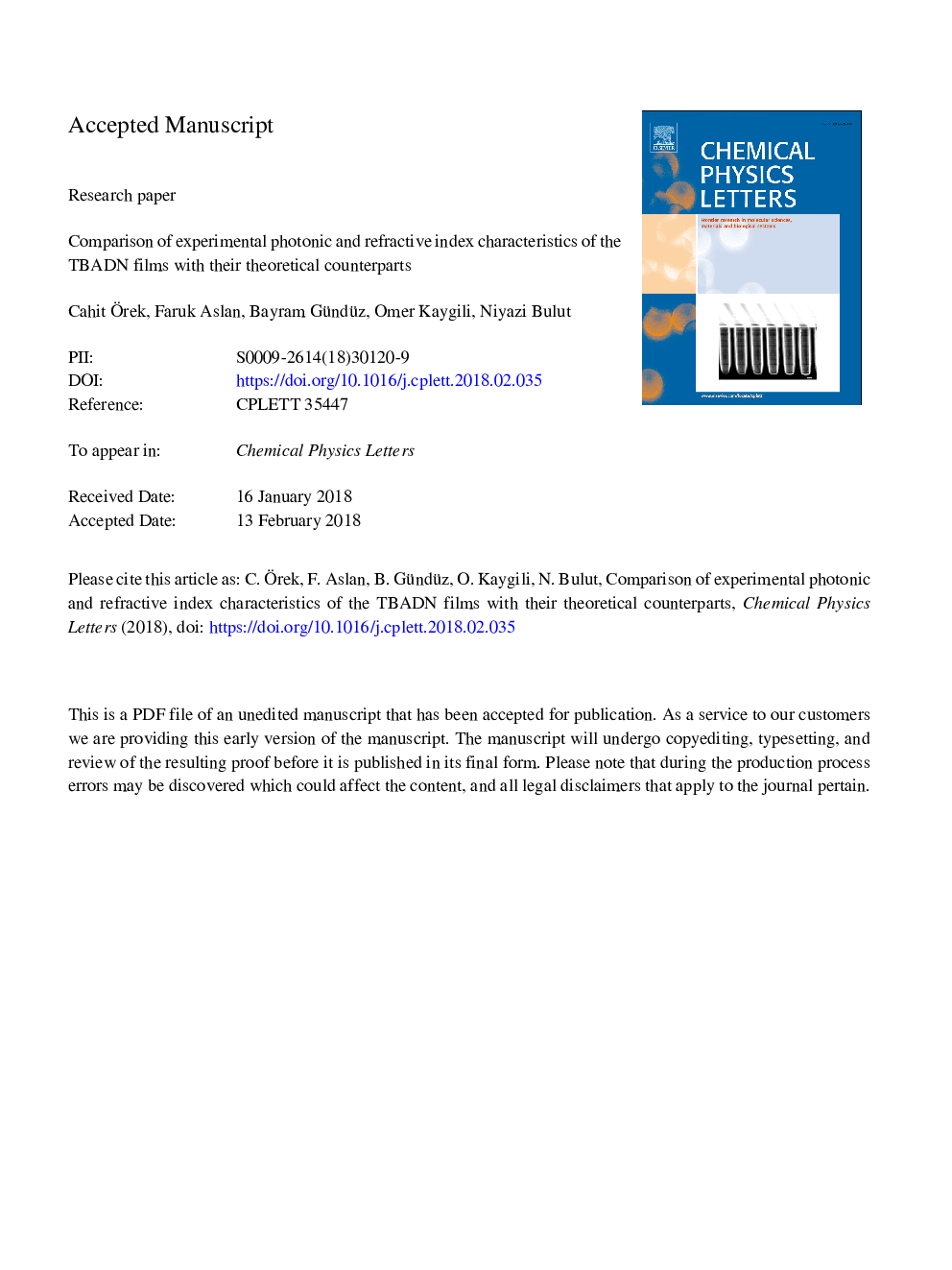 Comparison of experimental photonic and refractive index characteristics of the TBADN films with their theoretical counterparts