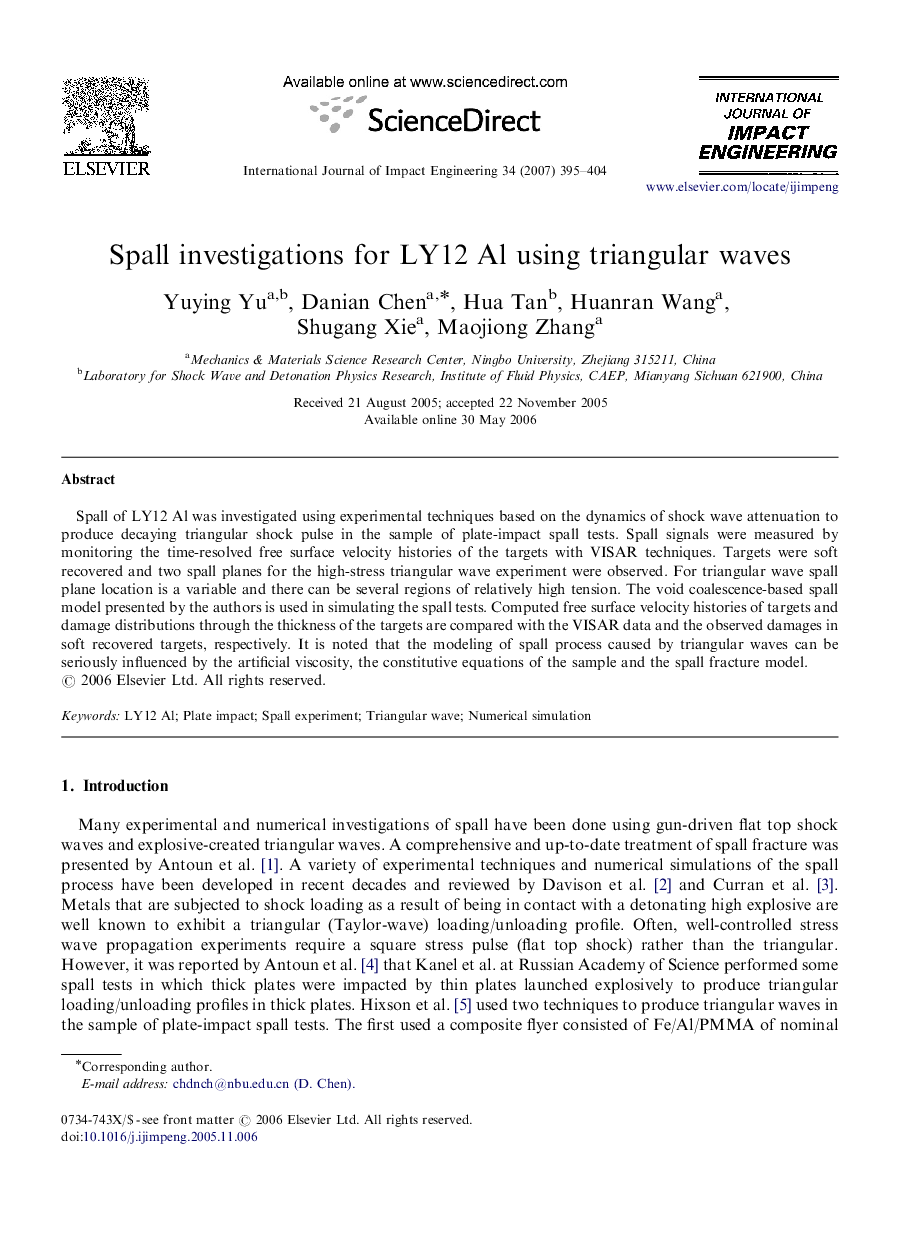 Spall investigations for LY12 Al using triangular waves