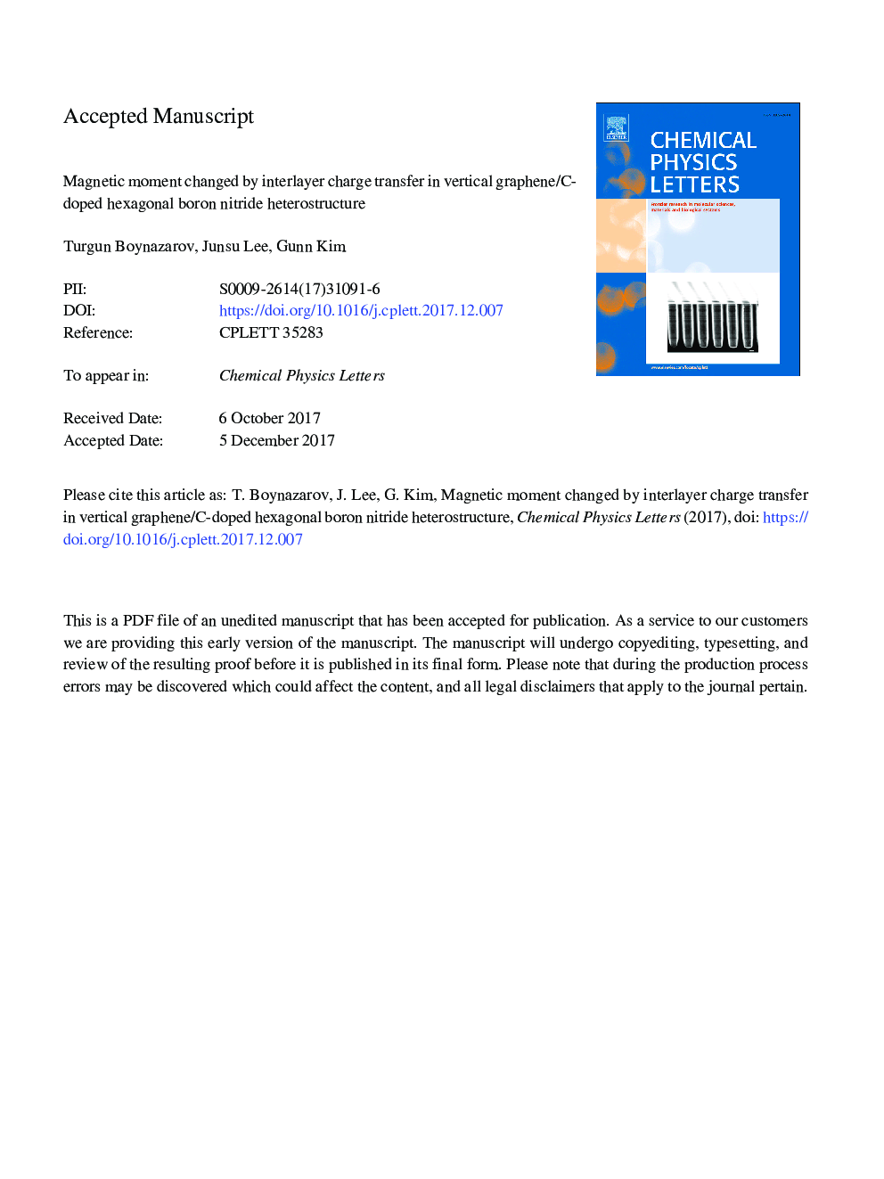 Magnetic moment changed by interlayer charge transfer in vertical graphene/C-doped hexagonal boron nitride heterostructure