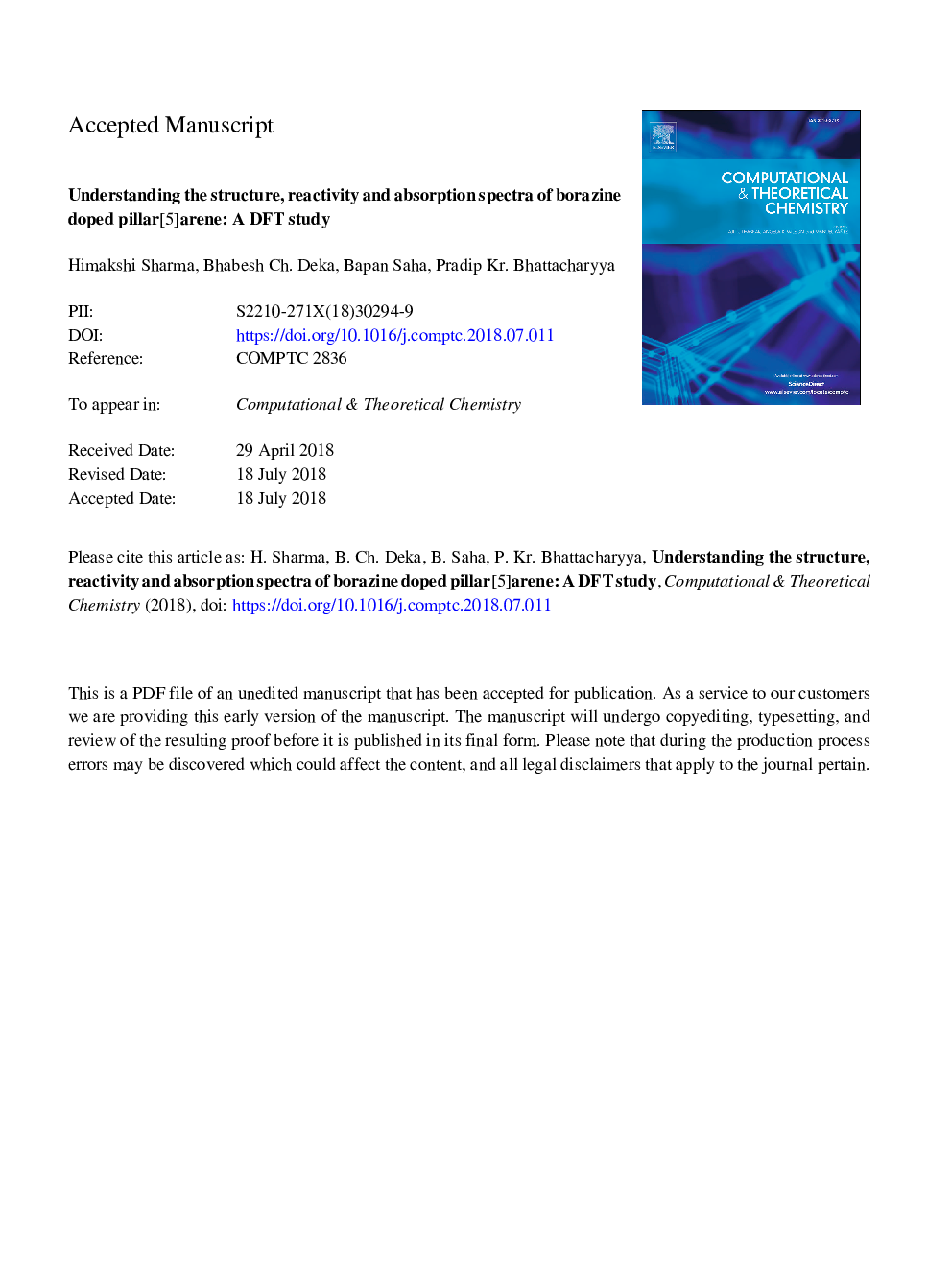 Understanding the structure, reactivity and absorption spectra of borazine doped pillar[5]arene: A DFT study