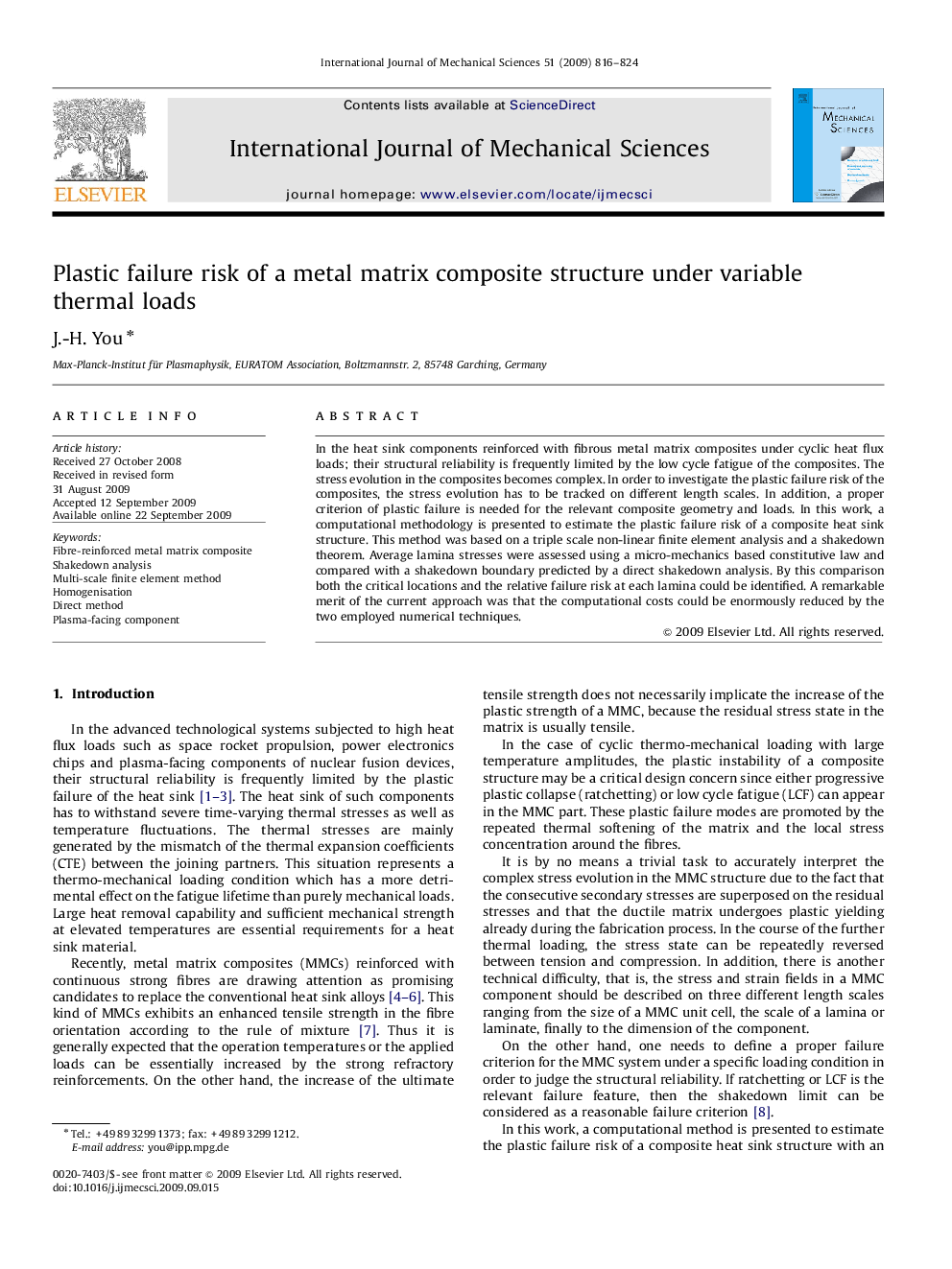 Plastic failure risk of a metal matrix composite structure under variable thermal loads