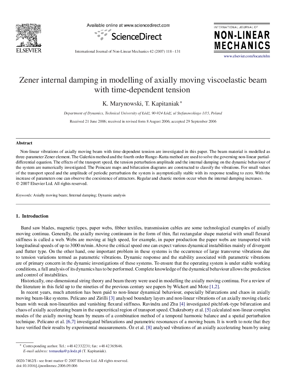 Zener internal damping in modelling of axially moving viscoelastic beam with time-dependent tension