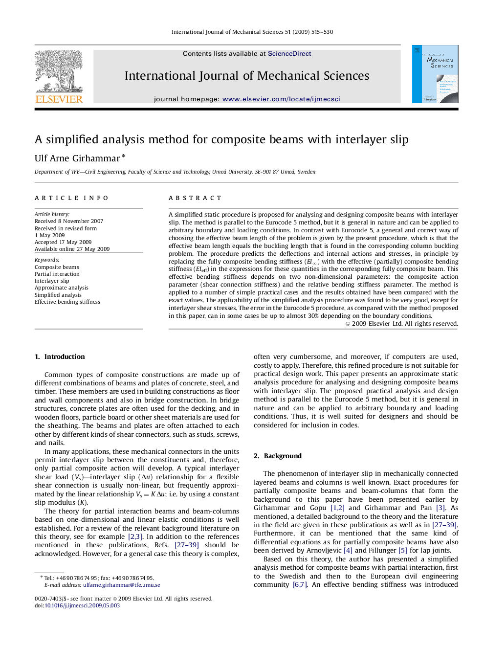 A simplified analysis method for composite beams with interlayer slip