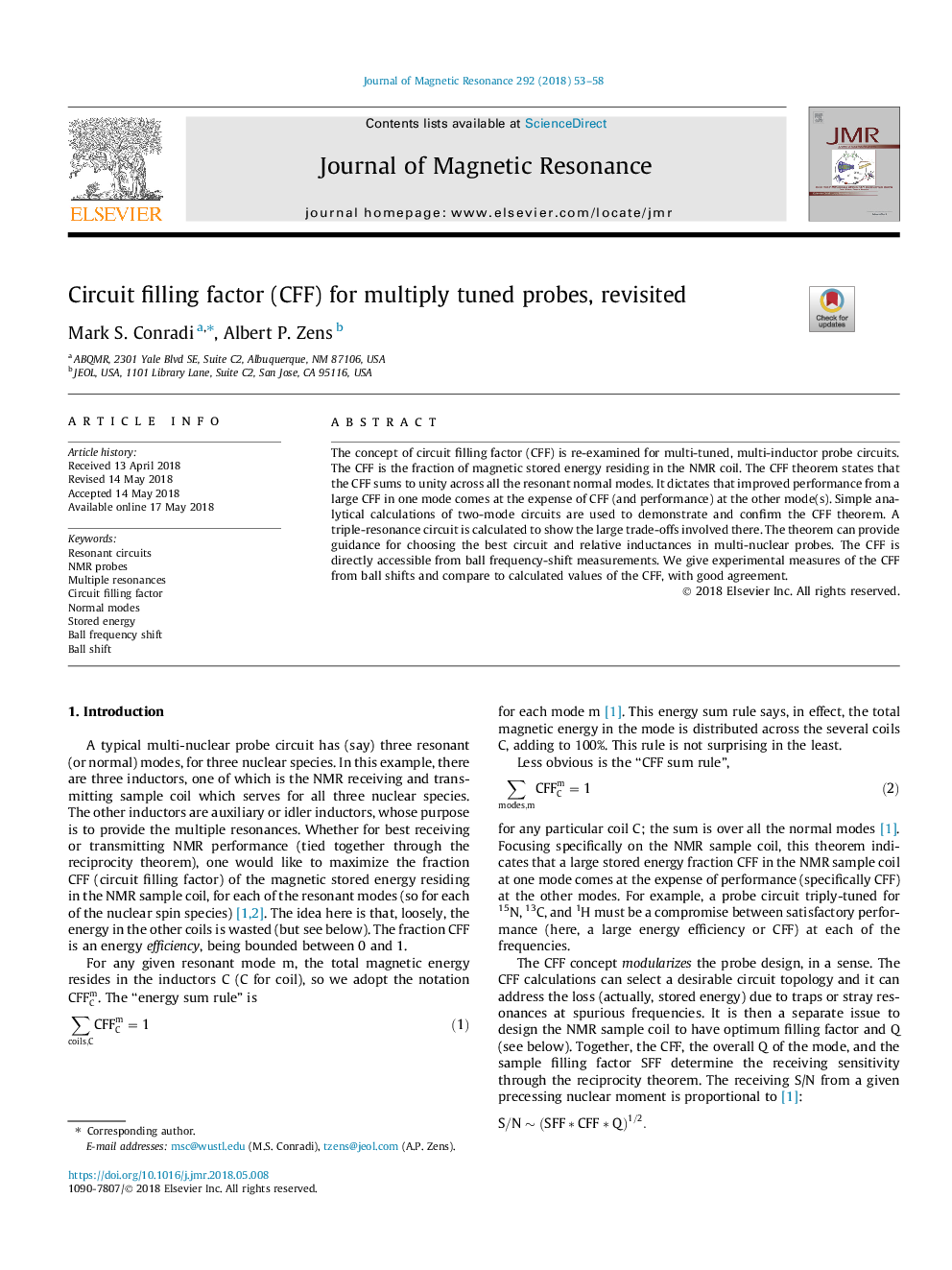 Circuit filling factor (CFF) for multiply tuned probes, revisited