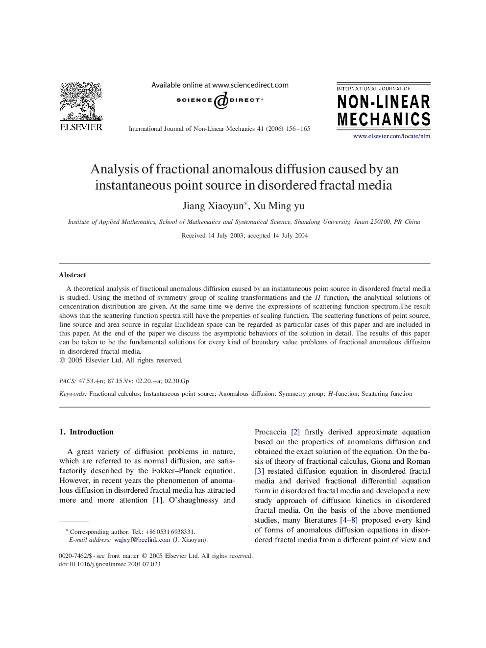 Analysis of fractional anomalous diffusion caused by an instantaneous point source in disordered fractal media