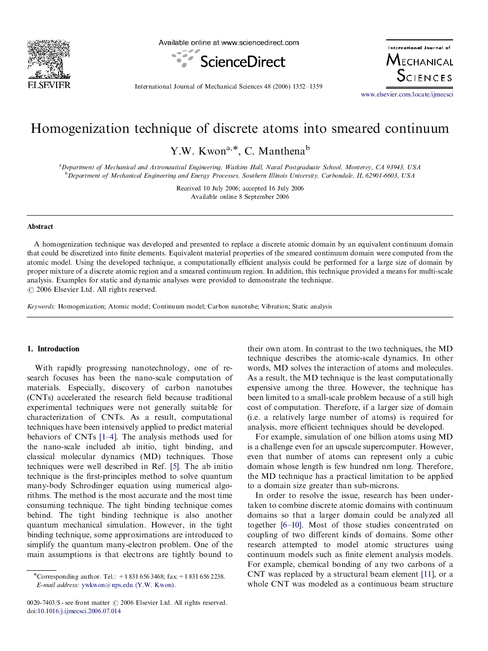 Homogenization technique of discrete atoms into smeared continuum